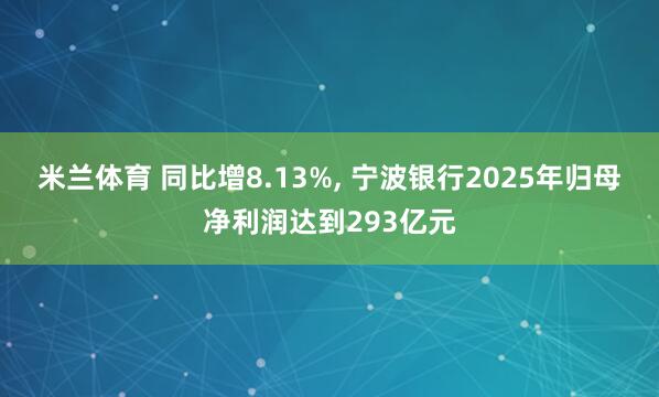 米兰体育 同比增8.13%, 宁波银行2025年归母净利润达到293亿元