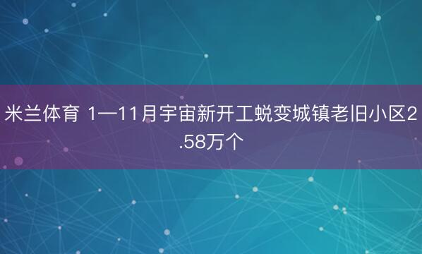 米兰体育 1—11月宇宙新开工蜕变城镇老旧小区2.58万个