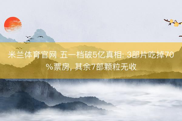 米兰体育官网 五一档破5亿真相: 3部片吃掉70%票房， 其余7部颗粒无收